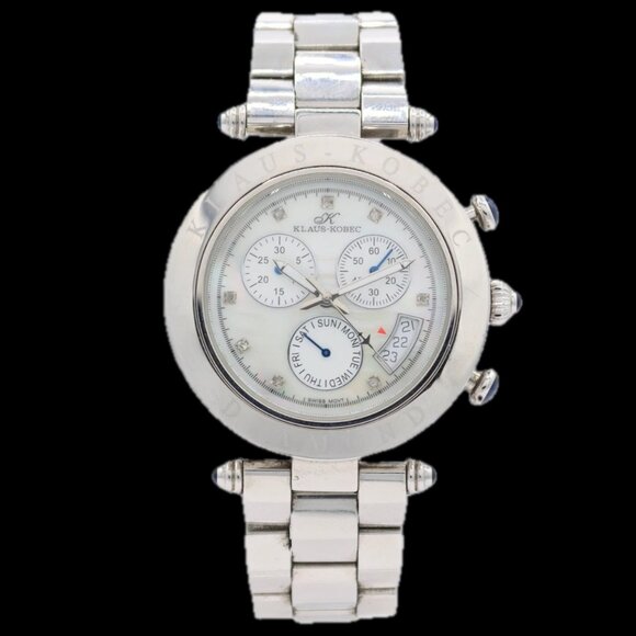 38mm Klaus-Kobec Corture Sports Diamond MOP Men's Chronograph Wristwatch Steel - Picture 1 of 5